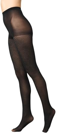 Goldenpoint Donna Collant Coprente Fantasia Rombi con Lamè con Cuciture Comfort e Tassello Igienico Taglia L Colore Nero