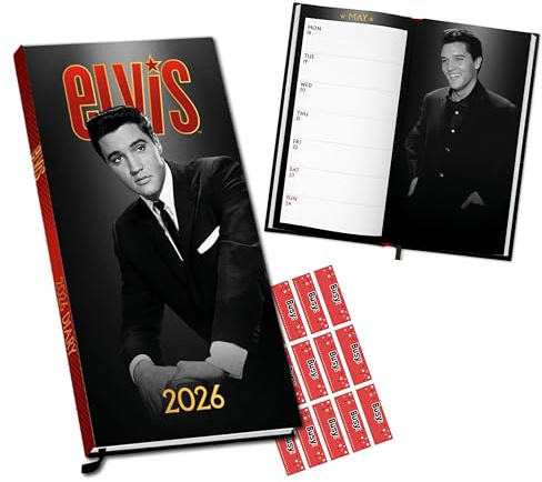 Elvis Diary 2026 Slim Pocket Diary Elvis Presley Calendar with FREE Organising Stickers Included