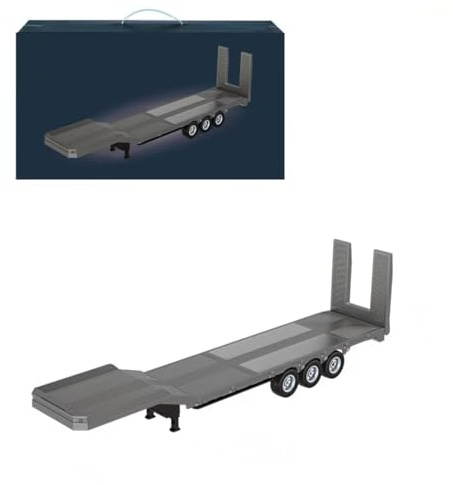 URFunModel 1/18 Semi-Trailer Flatbed for 1/18 770S Heavy Duty Tractor Truck, RC Semi-Truck Flatbed Remote Control Construction Vehicle Model Accessories, Toy Gift for Adults