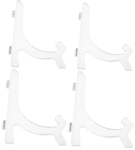 Healvian Supporto Design Regolabile e Struttura Robusta Trasparente in Plastico 4 Pezzi per Esposizione Efficiente per Piatti in Sala da Pranzo ed Eventi