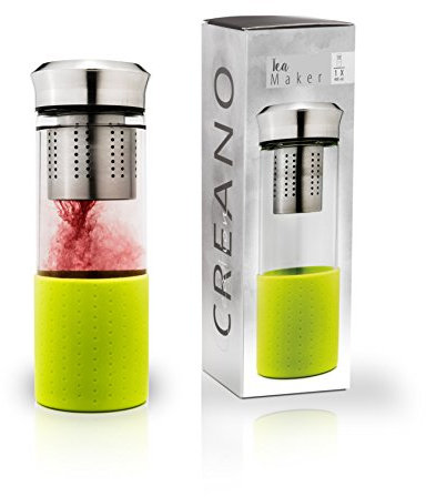Creano Teebereiter Teamaker - Teeflasche to go aus Glas mit Sieb für losen Tee | 400ml