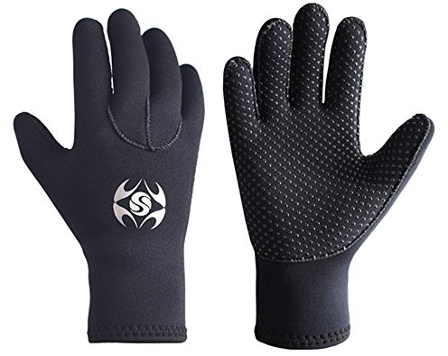 Skyone Diving Gloves Neoprene, Wetsuits Five Finger Gloves, 3MM Anti Slip Flexible Thermal Material for Snorkeling Swimming Surfing Sailing Kayaking Diving (L)