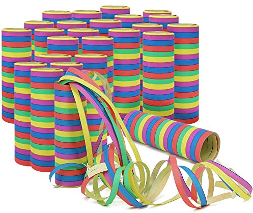 com-four® 24x Stelle filanti - Stelle filanti in Diversi Modelli Come Decorazioni per Feste e Compleanni - Pendenti di Carta a Spirale (24 Pezzi - Colorati)