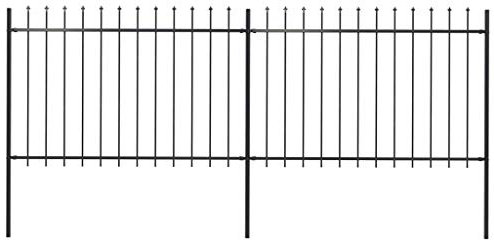 vidaXL Gartenzaun mit dekorativen Speerspitzen Schmuckzaun Metallzaun Zaun Zaunelemente Stahlzaun Gitterzaun Zaunfeld Tor Stahl 3,4x1,2m Schwarz