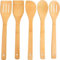 hollylife Utensilios de Cocina 5 Piezas Moderna, Sólidas Espátula Cuchara de Bambú Puro Madera Natural, sin Barnizada