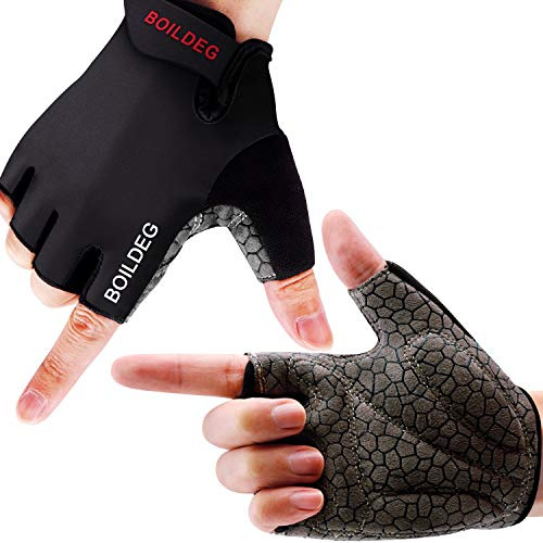 boildeg Guanti da Ciclismo, Guanti MTB Guanti da Mountain Road Bike con Pad Antiscivolo Antiurto, Guanti da Bici Traspiranti a Mezze Dita per Uomini e Donne