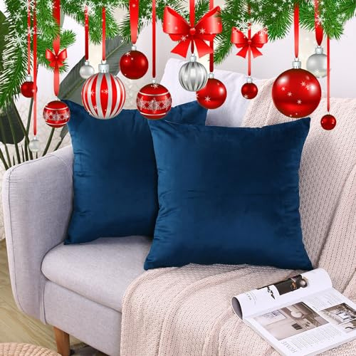 CXTAI 2 Fundas de Cojín (Sin Relleno) Sofa Decorativas de Terciopelo Cuadradas 45 x 45 cm Azul Marino