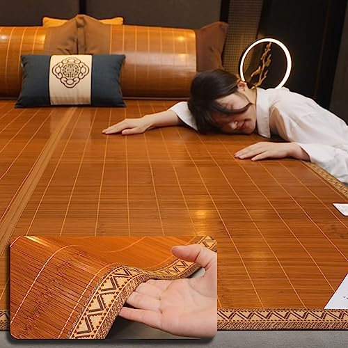 HRXQ Colchoneta para Bamboo Colchón para La Cama, Esterilla De Bambú para Dormitorios, Estera De Dormir Verano - Enfriamiento Rápido/Transpirable/Plegable/6 Tamaños (Size : 190x120cm/75x47in)