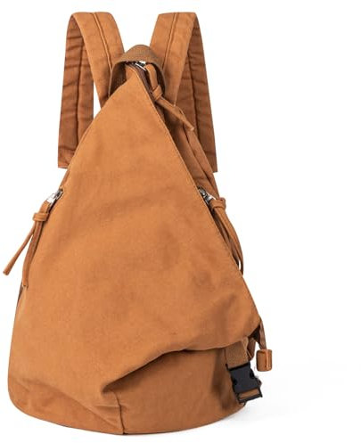 GreenTaya Rucksack Damen Herren Canvas Vintage Casual Daypacks Retro Segeltuch Rucksäcke Schulterrucksack Reiserucksack Leichter Tagesrucksack für Büro Ausflug, Braun