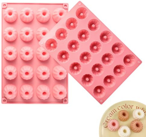 Connextion 2 Stück Mini Gugelhupfform Silikon,Gugelhupf Kuchenform Klein Form Silikon Wiederverwendbare Muffinförmchen mit 40 Hohlräume (29X19.5X2.2cm)