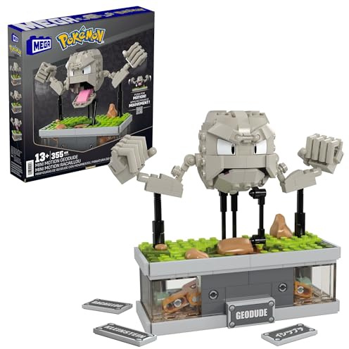 MEGA Pokémon Actionfigur-Bauset, Mini Motion-Kleinstein mit 343 Teilen und Schlagbewegung, Spielzeug für Sammler zum Zusammenbauen und Präsentieren, HWR79