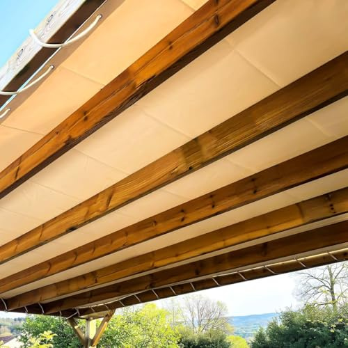 Telo per Pergola Bianco Crema 3x3 m - Garantia de 5 anni TECPLAST - LP506PR - Copertura Impermeabile in PVC per Pergola, Pergolato o Gazebo