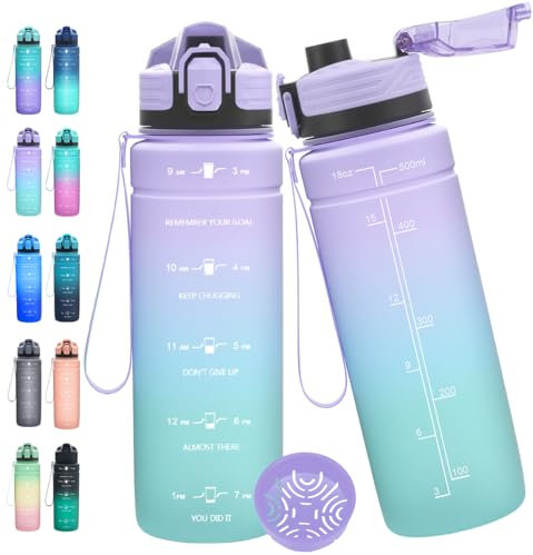 Expansea Trinkflasche 1L/500ml/ 700ml/1500ml Sportflasche, BPA-frei Tritan Trinkflasche Sport Auslaufsicher mit Zeitmarkierung - Wasserflasche für Fitness, Fahrrad, Outdoor, Yoga, Gym, Schule