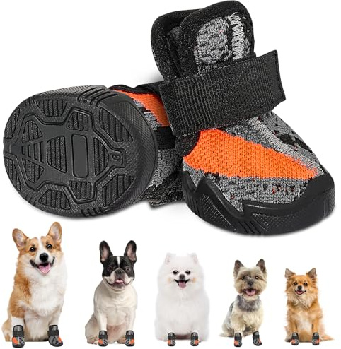 SlowTon Zapatos para Perros Pequeños - 2PCS Botas Transpirables Protectores Patas para Pavimento Caliente en Verano, Botines para Perros con Suelas Antideslizantes para Caminar, Correr Senderismo