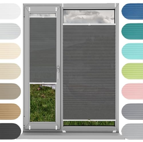 Estor Plegable Ventanas y Puertas Cortina 42 x 130 cm, sin Taladrar Bloquea La Entrada de La Luz, Estor Screen Estor Plegable, Estores Térmicos Blackout, para Ventanas, Puertas, Gris