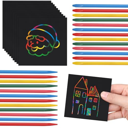 Fullhawl 240 Pcs Rainbow Scratch Art Set Magic Scratch Paper for Adults Relaxation Party Favors Office Desk Creative Decor