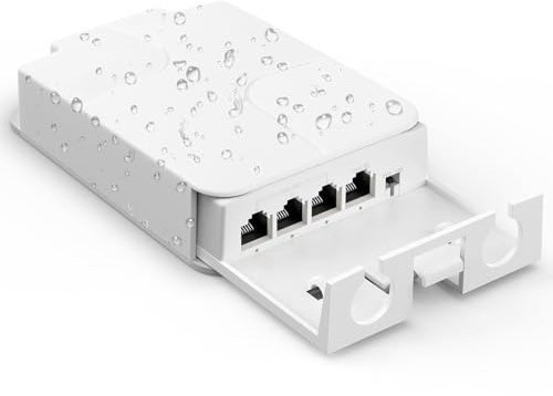 YuanLey 4 Port Outdoor PoE Extender 1 in 3 Out, IEEE 802.3af/at Mini 4 Kanal PoE Repeater IP66 Wasserdicht, Vlan, Erweitern Sie 250m(Total 350m), Wandmontage Passthrough POE-Verstärker, Plug and Play