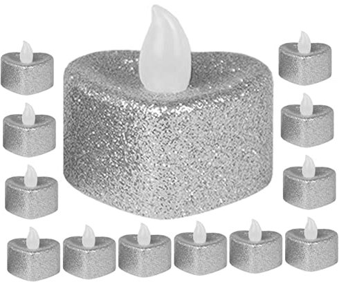 Candele a LED a forma di cuore, senza fiamma, confezione da 24 pezzi, funzionamento a batteria, piccole candele per decorazioni nuziali