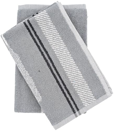 Lot de 2 torchons de cuisine éponge collection BARB 50x50 cm gris
