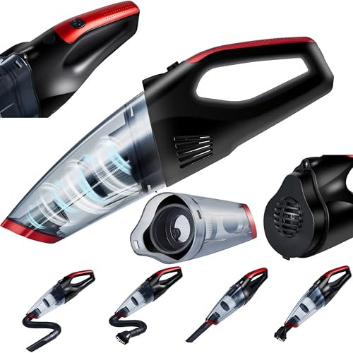 Steinborg® Handstaubsauger Akku Handsauger kabellos Akkusauger Leistungsstarker tragbarer leichter Autostaubsauger Hand Staubsauger HEPA-Filter Mini-Staubsauger auch für Tierhaare geeignet (Black/Red)