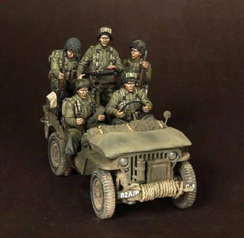 1/35 5 pièces Kit de maquette en résine Soldats de l'armée américaine Normandie (sans voiture) WW2 non peint