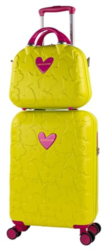 Agatha Ruiz de la Prada - Maletas De Viaje Cabina 55x40x20 Equipaje De Mano Avion Trolley Cabina Duradero Ligero Ruedas Silenciosas con Neceser. Candado de Combinacion TSA, Pistacho