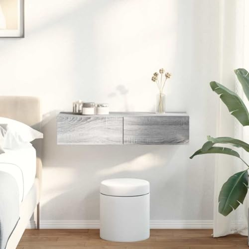 INLIFE Wandregal mit Schubladen Grau Sonoma 80x33x17 cm Holzwerkstoff,Möbel,Regalsysteme,Wandregale,Grau,12.65 KG,859982