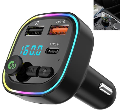 Huweko Transmetteur Bluetooth Voiture 5.3,Transmetteur FM Bluetooth Voiture,Emetteur Bluetooths Voitures,Adaptateur Bluetooths Voitures Pd 36W & Qc3.0 18W Chargeur,Support Carte TF