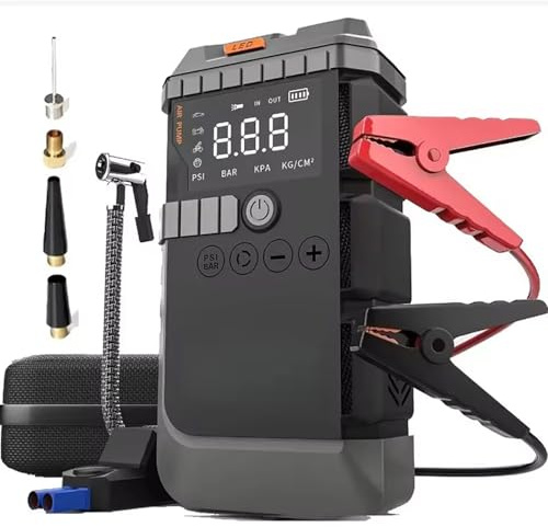 YIZITU Démarreur De Saut Voiture d'urgence ABS Robuste Compresseur d'air Intégré Systèmes Refroidissement À Gonflage Rapide 150PSI pour SUV Camions Pneus Batterie Voiture Refroidi