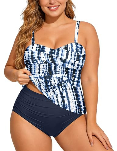 Tankini Mujer Tallas Grandes Traje de Baño Mujer Tamaño Grande Tankini Conjunto de Traje de Baño de Dos Piezas Traje de Baño con Cintura Alta Bañador Bañador Moda Playa Traje de Baño