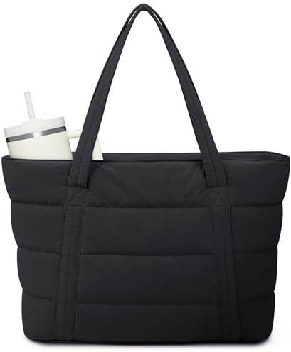 Narwey Tote Bags for Women, Ladies Handbags & Shoulder Bags, School Work Laptop Bags for Women, Quilted Puffer Teacher Hand Bag for College Shopping Travel Gym Beach