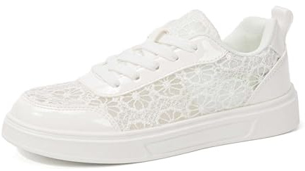 Générique Chaussures Plates pour Femme - Dentelle Dirndl - Baskets en Maille Respirante - Chaussures d'été Blanches - Chaussures de Mariage - Chaussures de Tennis - Chaussures de Sport