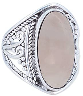 mantraroma Ring 925 Silber Damen Rosenquarz Edelstein rosa ausgefallen verspielt