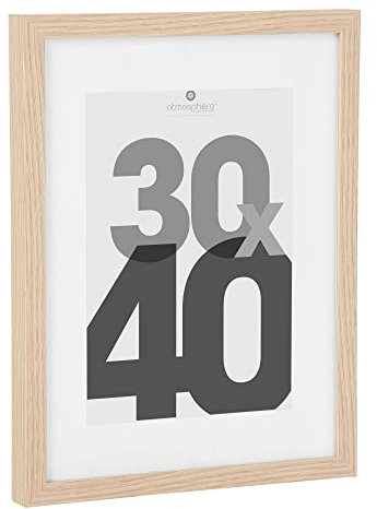 Atmosphera - Cadre Photo Eva 30 x 40 cm Bois Clair, Style Scandinave, Avec Passe-Partout - Pour Décoration Murale, Salon, Chambre