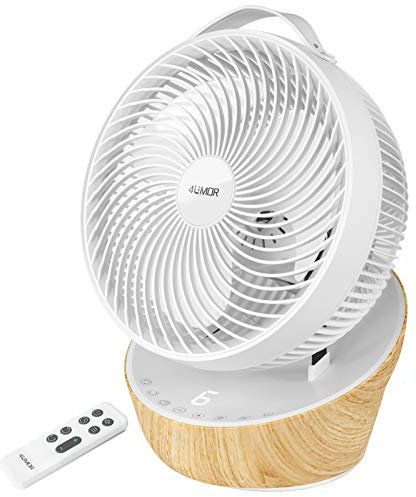 4UMOR Desk Fan Air Circulator Quiet Fan with DC Motor, 20dB Silent Operation, 3D Oscillating Cooling, 12 Speeds, 3 Modes, 8H Timer, Remote Control, Ideal for Bedroom, Home, Office