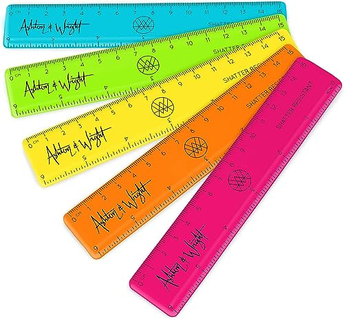 Ashton and Wright - 6 Inch / 15cm Rulers - Shatter Resistant - Pack of 5 Tropical Neon