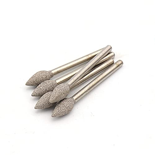 5pcs 3mm Shank Olive Shape Brazed Diamond Grinding Head Burrs Carving Peeling Bits T For Jade Stone Glass Metal Ceramic Mill,3x4mm