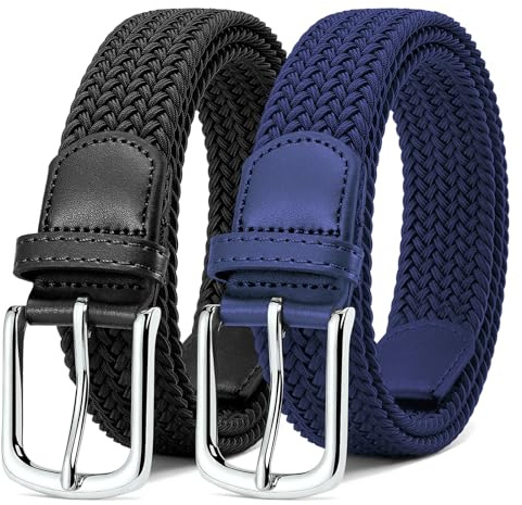 MATLAB 2 Pezzi Cintura Unisex Uomo donna, Cintura Elasticizzata Cintura Elasticizzata Intrecciata 3,3 cm, Cinture da Golf Intrecciate Casual per Uomo