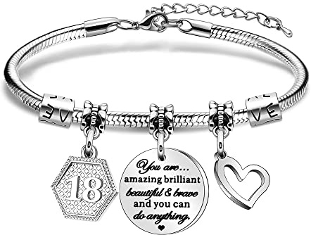 HEYEJET 18th Birthday Gifts for Teen Girls Bracelet Birthday Charm Bracelet 18th Birthday Gifts for Daughter Niece Sister Friend Teen Girls (18th)