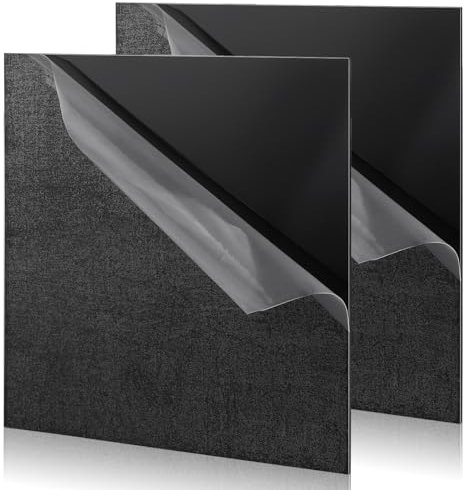 DBREAKS Plaque Acrylique Noir 2 Pièces, 300 x 300 x 3 mm Feuille Acrylique, Plaque Plastique avec Film Protecteur, Découpables au Laser, pour Cadre Photo,Projet Présentation,Peinture