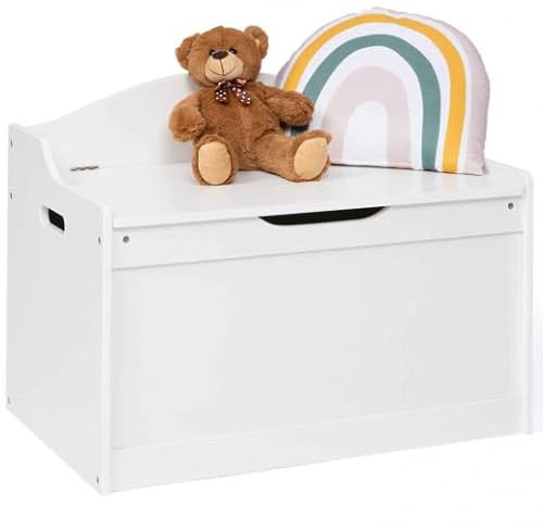 IDMarket - Banc Coffre de Rangement Enfant Mateo en Bois Blanc
