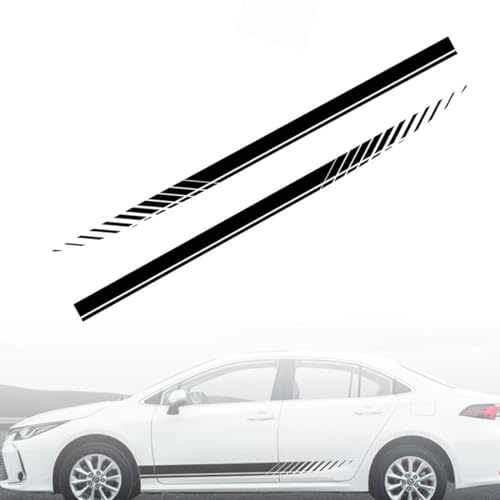 MenYiYDS - 2 Pcs Etiqueta engomada gráfica de Las Rayas de Carreras Deportivas, Etiqueta autoadhesiva de la Falda Lateral de Bricolaje Etiqueta engomada de la decoración del Cuerpo, Negro