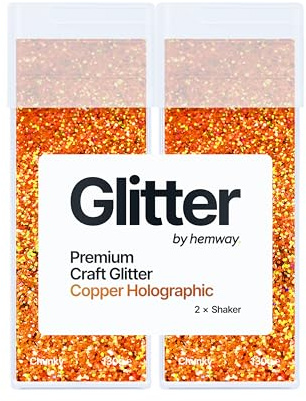 Hemway Craft Glitter Shaker Copper Holographic 130g x2 Pack Chunky | for Resin & Epoxy Crafts, Christmas Art Supplies, Nail, Body, Face, Eye, Festival, Crafting, Slime, Sparkle