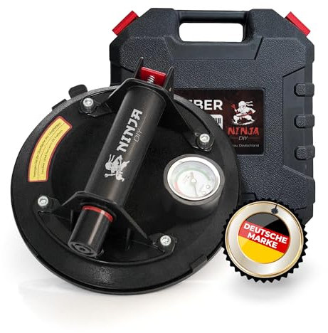 NINJA DIY Ventouse 1 pièce – Lève-vitre robuste pour verre, fenêtre, stratifié, carrelage, uniquement pour surfaces lisses – Ne convient pas pour les dalles de terrasse et les surfaces rugueuses