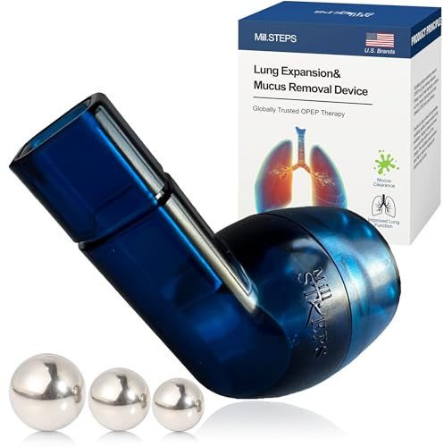 MillSTEPS Breathing Exercise Device for Lungs,Lung Expansion & Mu-cus Relief Device (Blue)