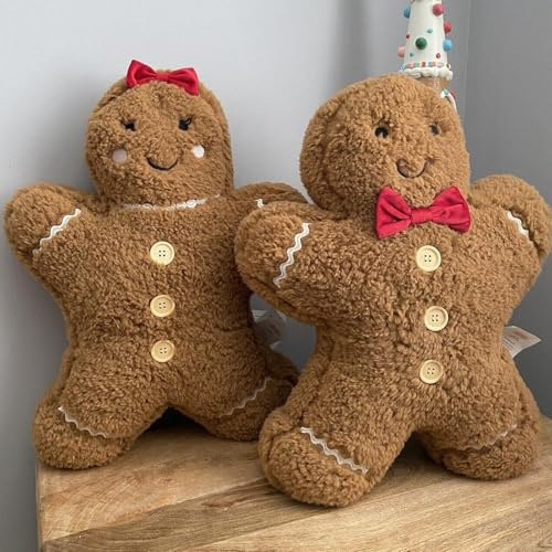 Generisch Lebkuchenmann Plüschkissen Weihnachten Kissen Lebkuchen Deko Plüschkissen Dekoration Für Bett, Couch, Weihnachten