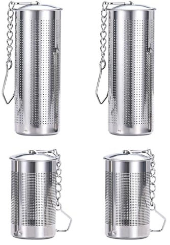 Colino Da Tè A 4 Pezzi, Filtro In Acciaio Inossidabile, Infusore Per Tè Sfuso, Separatore Di Perdite Di Tè Cilindrico Lungo, Accessori Per La Preparazione Del Tè