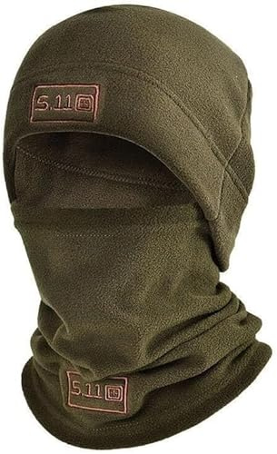 DEJIN Pasamontañas de forro polar con capucha, máscara térmica de invierno, máscara de esquí para hombres y mujeres, máscara facial para clima frío y cuello cálido, Ejercito Verde, Talla única