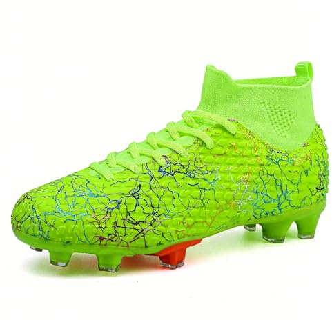Chaussures à crampons de football pour homme et femme Chaussures à crampons pour Big Boy AG/FG, vert, 38 EU