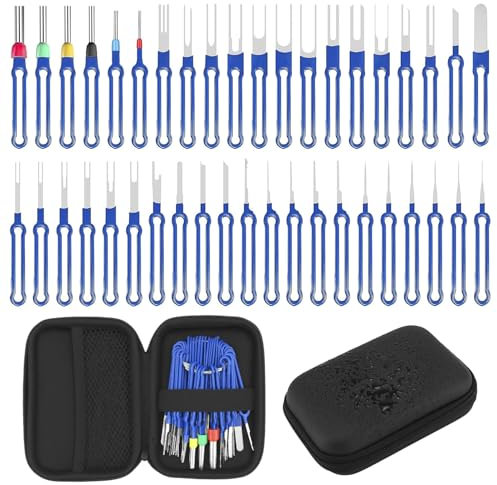QWORK® 41 Piezas Herramienta de desbloqueo de automóviles, Herramienta de desmontaje automóviles para Conectores de Cables